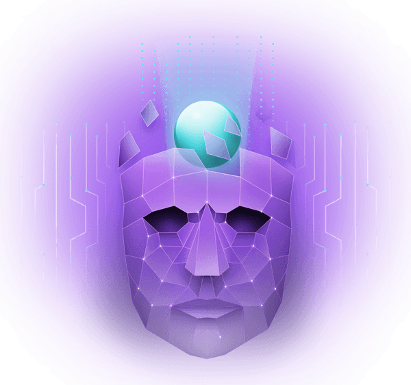 Digital head illustrating data-driven insights